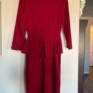 Elegant Long Sleeve Red Dress